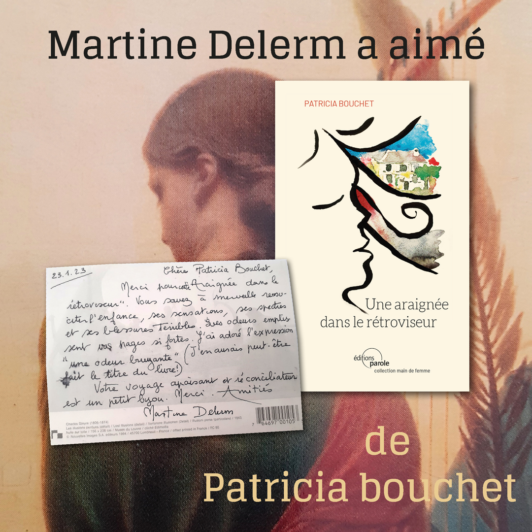 Martine Delerm a aimé “Une araignée dans le rétroviseur” de Patricia Bouchet